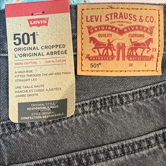 Levi's 501 original cropped high rise Straight Leg Jeans size 31*28 - Picture 5 of 5